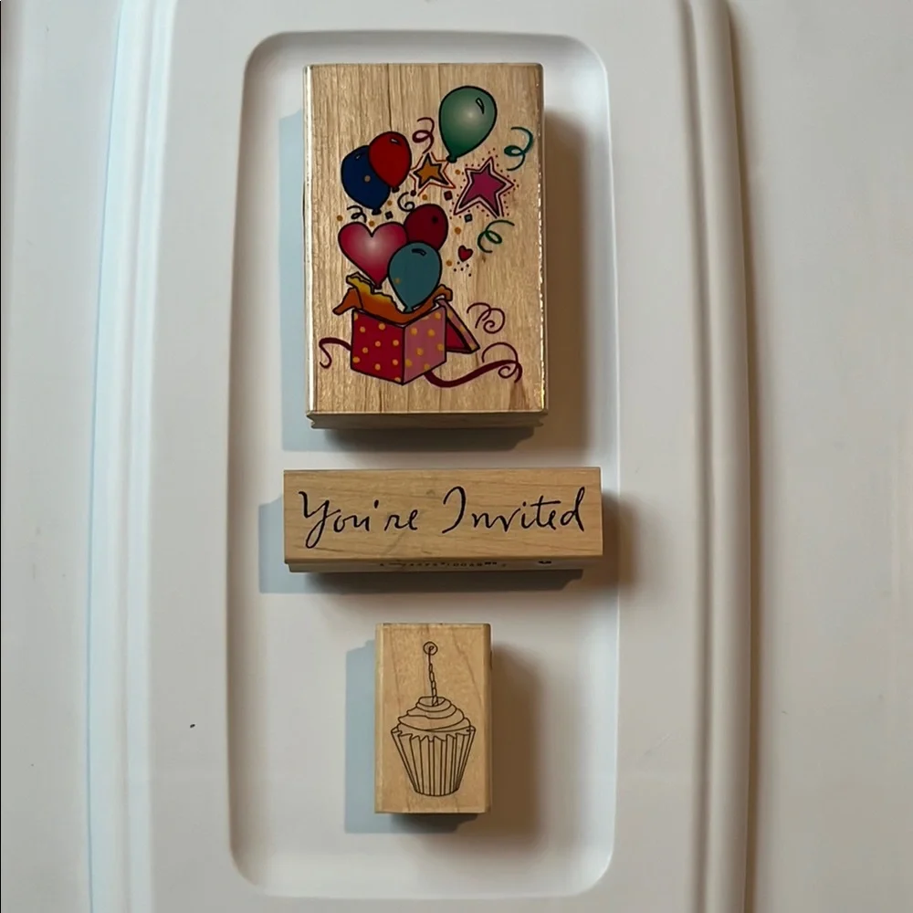 Rubber Stamps You're Invited, Cupcake, and Balloons